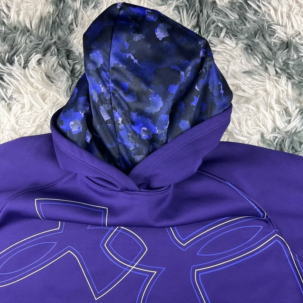Under Armour Children's Unisex Loose Coldgear Hoodie Purple Size YXL